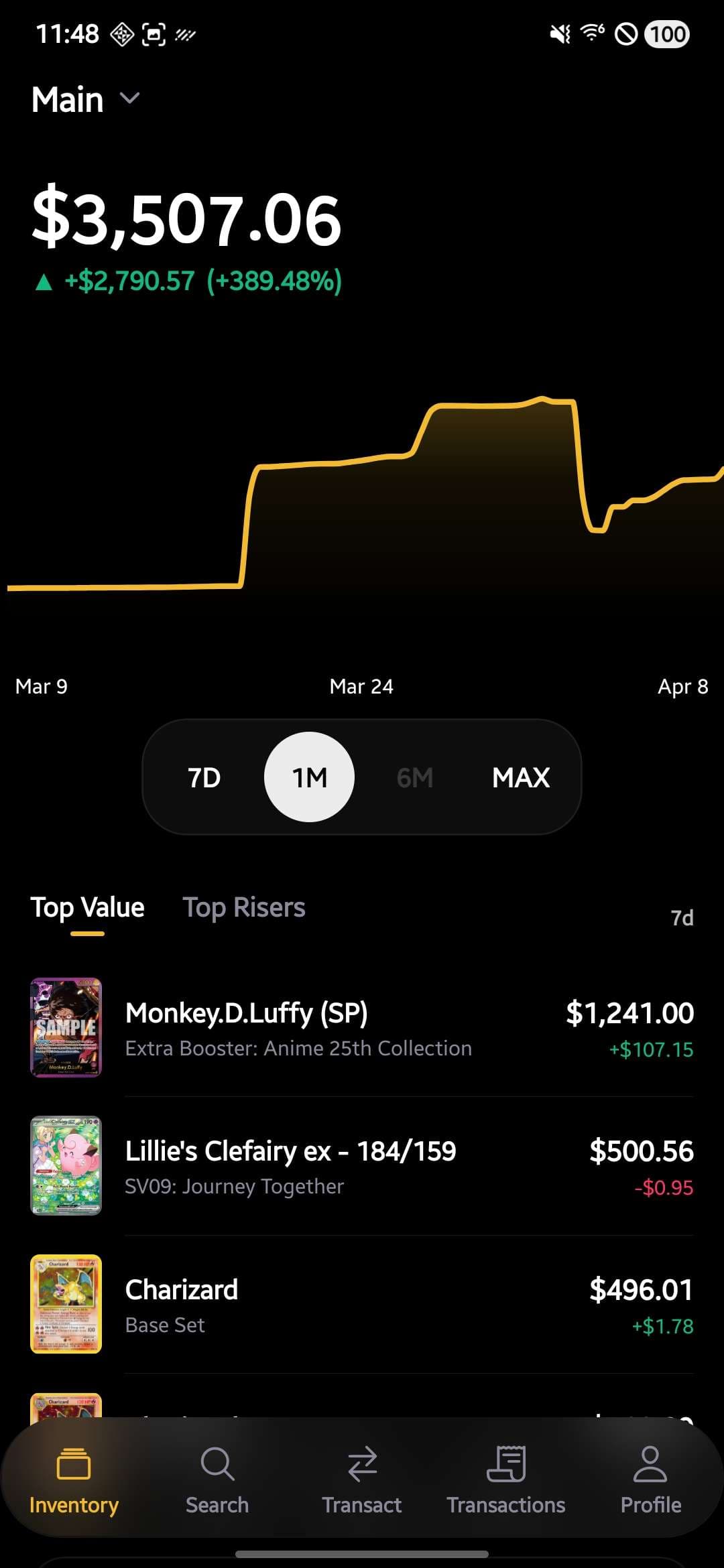 Minty portfolio analytics screen